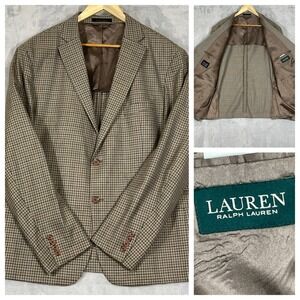 Ralph Lauren Mens 48R Tan Plaid Wool Blend Blazer Sport Coat Deconstructed
